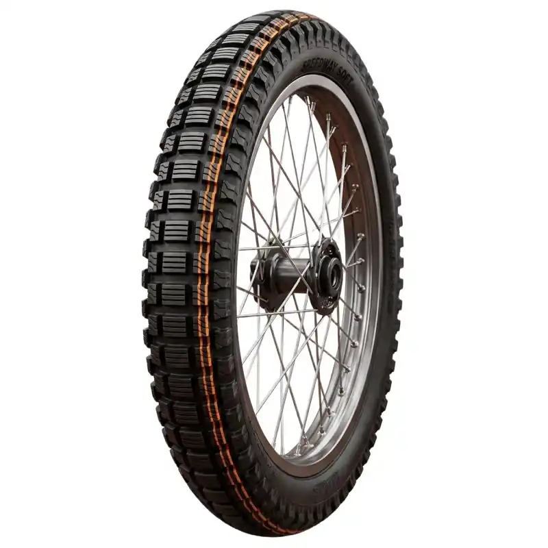 Zniżka MITAS OPONA 2.75-23 SPEEDWAY SOFT 48P NHS TT (PODWÓJNY POMARAŃCZOWY PASEK) PRZÓD DOT 2025 (DOT XJDP) (ZAMIENNIK 70000349,7000035