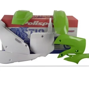 POLISPORT KOMPLET PLASTIKÓW KAWASAKI KX 65 ‘00-‘24 W ZESTAWIE TABLICA PRZEDNIA (8661500010) KOLOR ZIELONO BIAŁY OEM Taniej