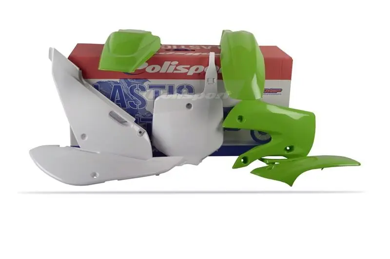 POLISPORT KOMPLET PLASTIKÓW KAWASAKI KX 65 ‘00-‘24 W ZESTAWIE TABLICA PRZEDNIA (8661500010) KOLOR ZIELONO BIAŁY OEM Taniej