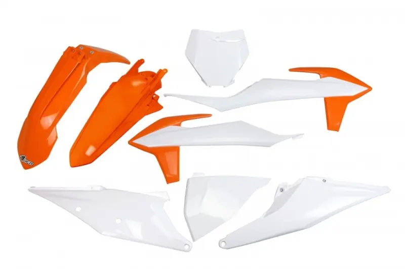 UFO KOMPLET PLASTIKÓW KTM SX 125/150/250 ‘19-‘22, SXF (SX-F) 250/350/450 ‘19-‘22 KOLOR OEM ‘21 (BIAŁY/POMARAŃCZOWY) Do wyczerpania zapasów