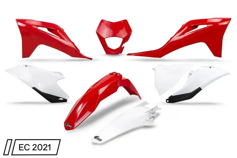 Obniżka ceny UFO KOMPLET PLASTIKÓW GAS GAS EC / EC-F 250 / 300 / 350 ‘21-‘23 Z OSŁONĄ LAMPY KOLOR OEM (CZERWONY/BIAŁY)