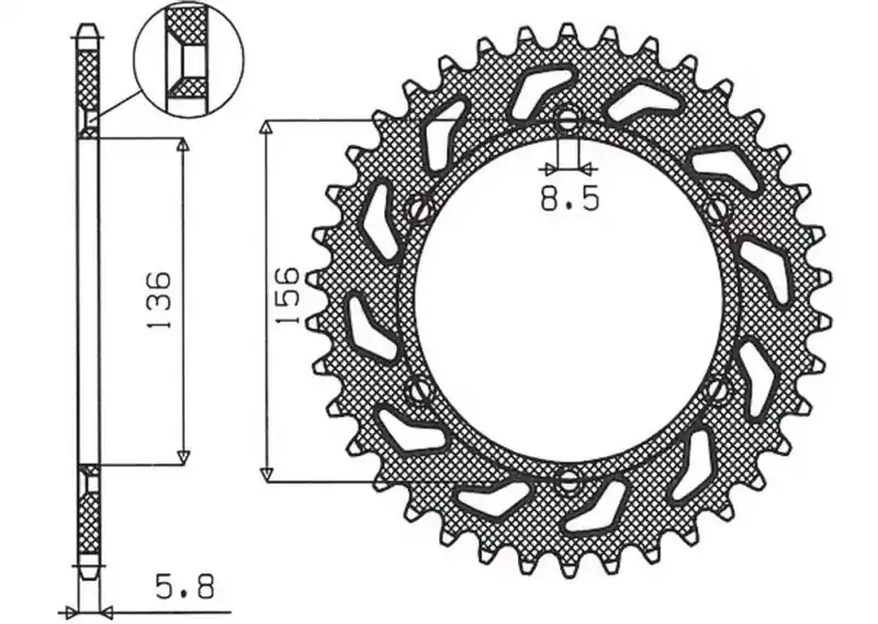 SUNSTAR ZĘBATKA TYLNA 702 38 HUSQVARNA SM 610 (08-09), SUZUKI DR350 (90-03), RGV 250 (91-96), CAGIVA WMX 125 ‘89-‘92 (JTR822.38) (ŁAŃC. 520) (70238JT) Ostatnia szansa