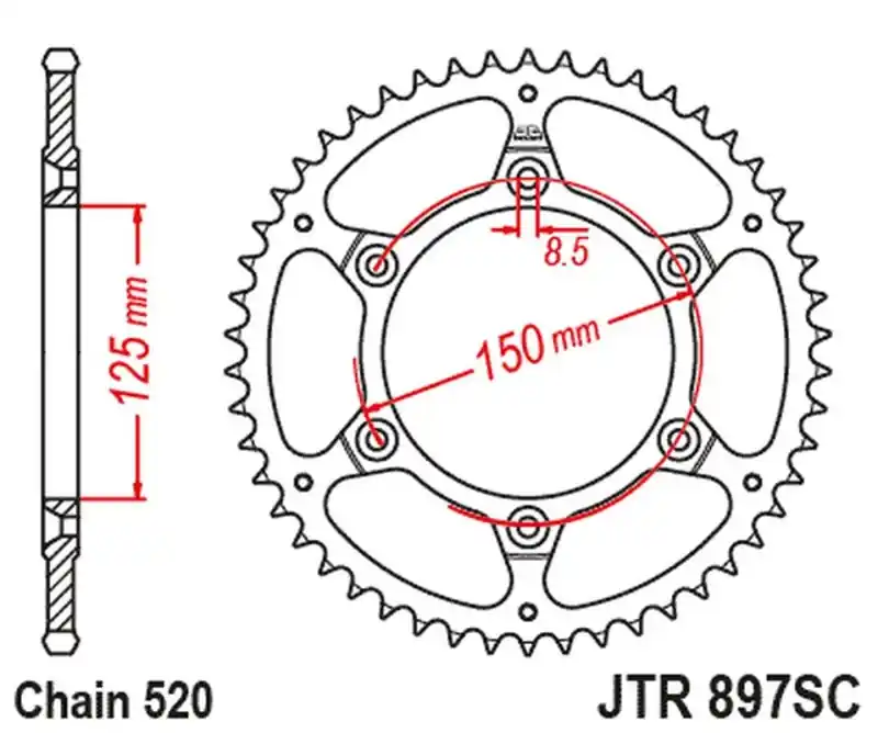 JT ZĘBATKA TYLNA 899 45 KTM SX/EXC ULTRALITE SAMOOCZYSZCZAJĄCA (89945JT) (ŁAŃC. 520) Rabat