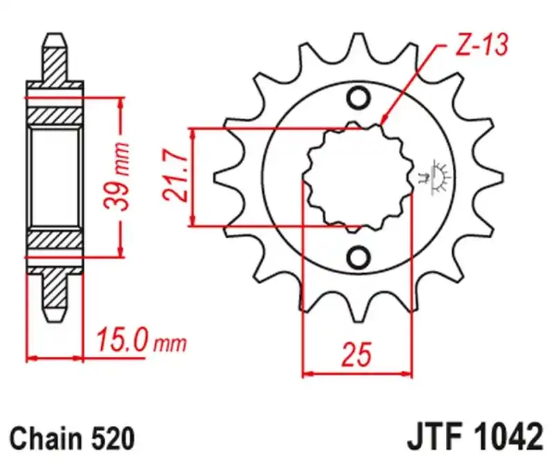 Łatwy zwrot JT ZĘBATKA PRZEDNIA 2128 16 KYMCO 250 MXU/KXR/KXU ‘02-15‘ 300 MAXXER ‘05-16‘ (212816JT) (ŁAŃC. 520)