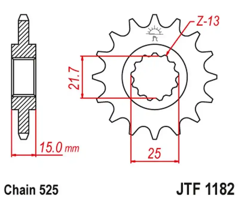 Wysoka jakość JT ZĘBATKA PRZEDNIA 2082 15 TRIUMPH TT/DAYTONA/SPEED FOUR 600 ‘00-05‘ DAYTONA 650 ‘05, (208215JT) (ŁAŃC. 525)