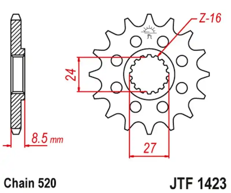 Cena promocyjna JT ZĘBATKA PRZEDNIA 2192 15 SUZUKI GSXR 1000 ‘09-16‘ (219215JT) (ŁAŃC. 520) KONWERSJA