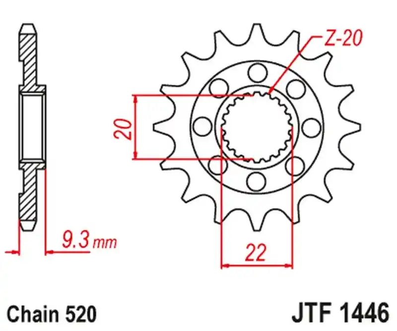 Hit sprzedaży JT ZĘBATKA PRZEDNIA 2146 13 KAWASAKI KXF 250 ‘06-‘17 (214613JT) (ŁAŃC. 520)