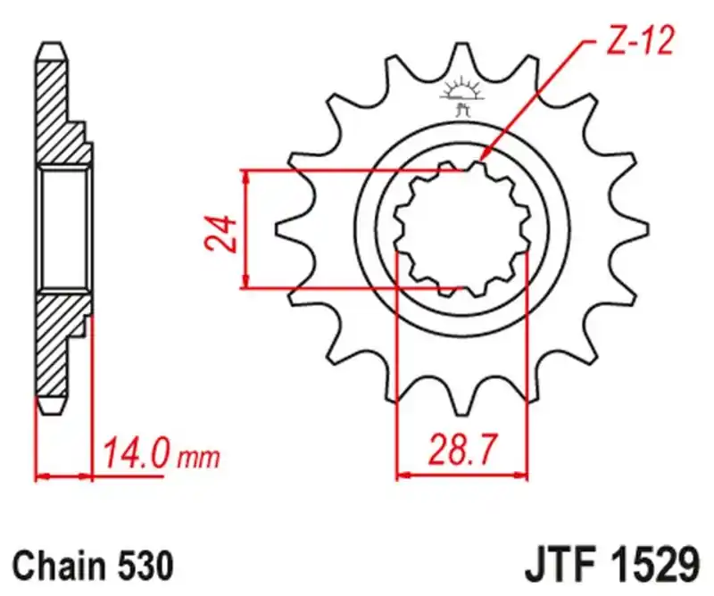 Hit cenowy JT ZĘBATKA PRZEDNIA 2077 16 KAWASAKI ZRX 1100/1200 ‘97-06 (207716JT) (ŁAŃC. 530)