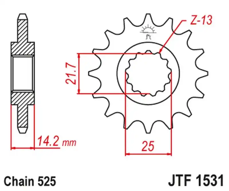 Oferta czasowa JT ZĘBATKA PRZEDNIA 2083 15 KAWASAKI ZR 750 ‘95-99‘ (208315JT) (ŁAŃC. 525)