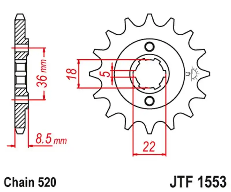 Taniej JT ZĘBATKA PRZEDNIA 2052 15 YAMAHA XT 250 TL (JAPAN) ‘83-84‘ SRX 250 ‘87‘ (205215JT) (ŁAŃC. 520) NA ZAMÓWIENIE