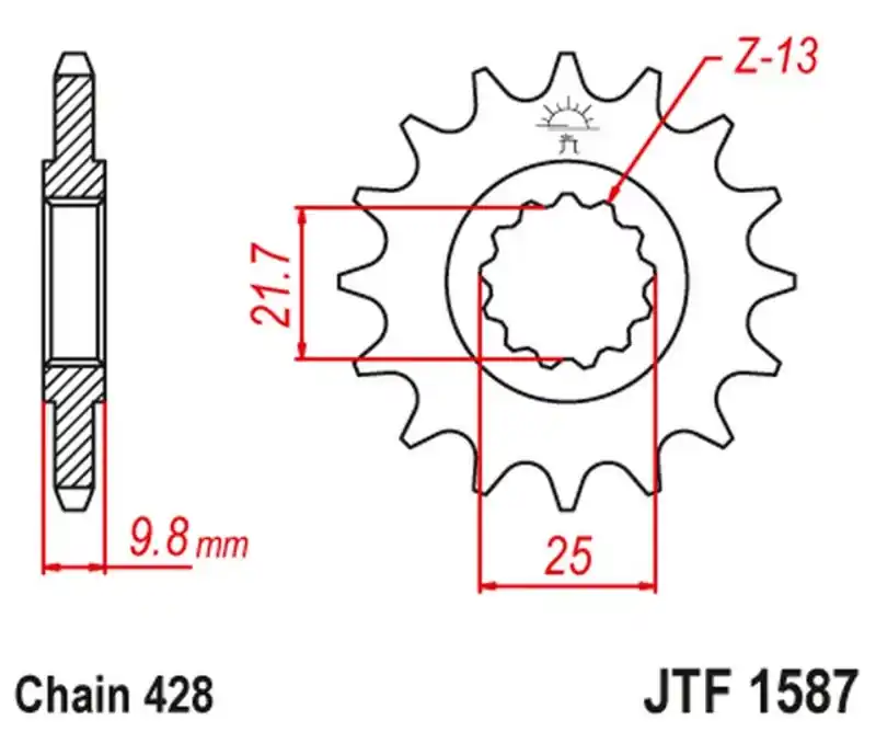 JT ZĘBATKA PRZEDNIA 2049 19 YAMAHA FZR 400 ‘88-95‘, SR 400 ‘88-17‘ SR 500 ‘91-00‘ (204919JT) (ŁAŃC. 428) Premium
