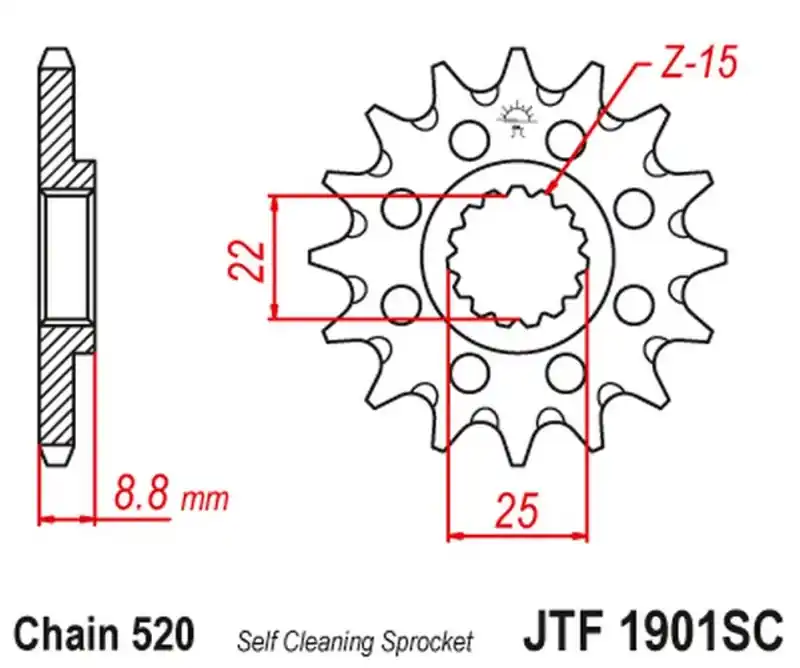 JT ZĘBATKA PRZEDNIA 1248 16 KTM SX/EXC ‘91-‘25 SAMOOCZYSZCZAJĄCA (124816JT) (ŁAŃC. 520) Tani