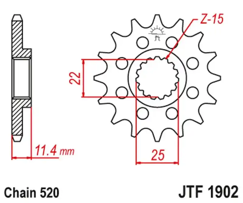 JT ZĘBATKA PRZEDNIA 1252 12 KTM LC4 400/600/620/640/690 (125212JT) (ŁAŃC. 520) Nowość