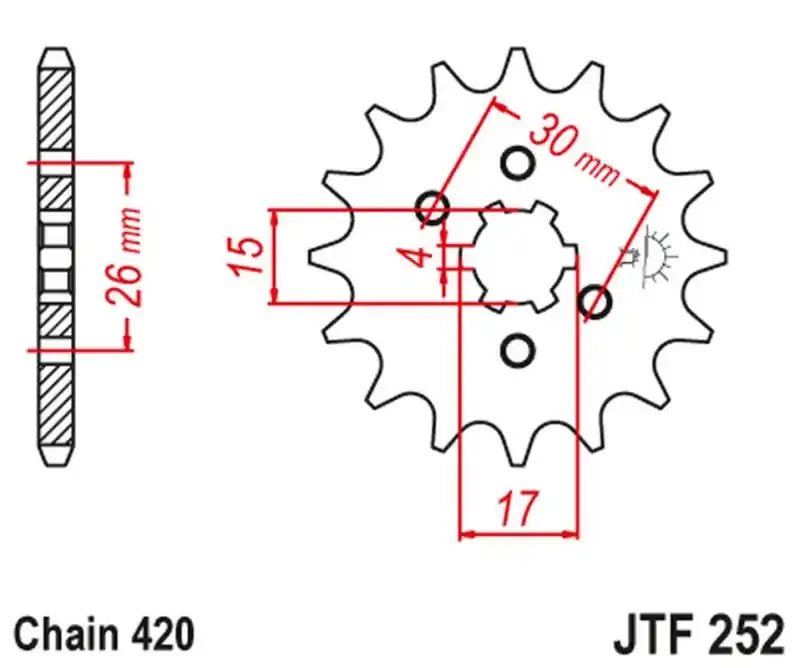 JT ZĘBATKA PRZEDNIA 261 16 HONDA MBX/MTX 50 (26116JT) (ŁAŃC. 420) Oferta limitowana