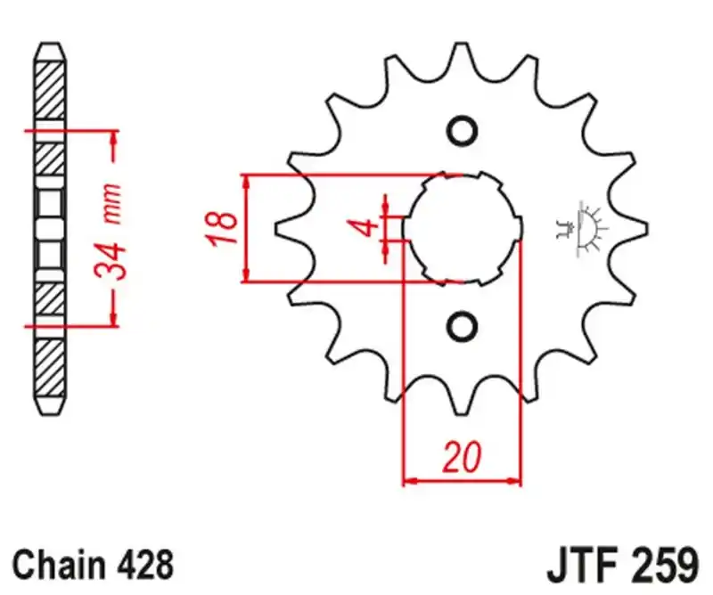 Super okazja JT ZĘBATKA PRZEDNIA 259 17 HONDA XL 125, NX 125 (25917JT) (ŁAŃC. 428)