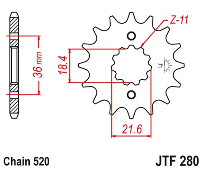 Bestseller JT ZĘBATKA PRZEDNIA 2506 13 HONDA XL 250 S/M/N (MD26,MD31), AX 1 (250613JT) (ŁAŃC. 520)