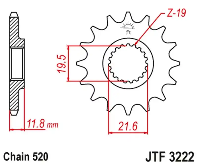 JT ZĘBATKA PRZEDNIA 2180 12 POLARIS 250/300/350/400/425 ‘89-99‘ (218012JT) (ŁAŃC. 520) Hit sprzedaży
