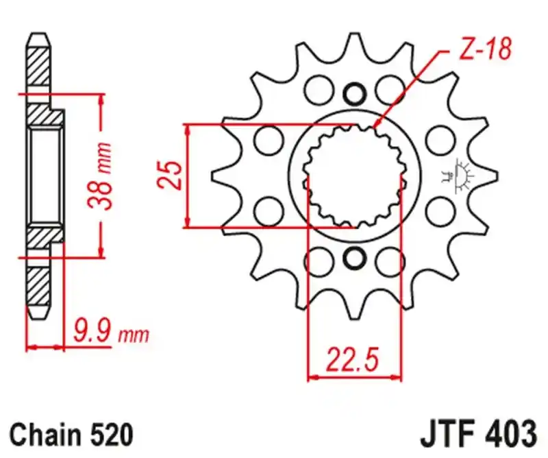 JT ZĘBATKA PRZEDNIA 2200 13 BMW G 450 X ‘08-11‘, HUSQVARNA 449/511 TC/TE/SM ‘11-12‘ (220013JT) (ŁAŃC. 520) Szybka dostawa
