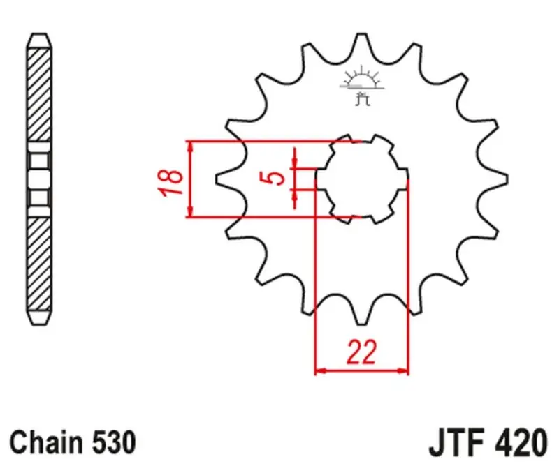 JT ZĘBATKA PRZEDNIA 420 15 SUZUKI GT 500 ‘75-78‘, T500 ‘68-75‘ (42015JT) (ŁAŃC. 530) NA ZAMÓWIENIE Nie przegap