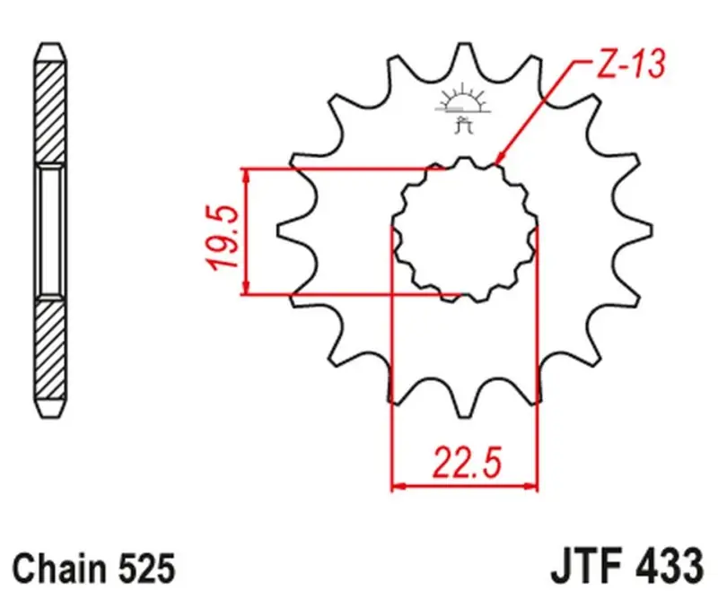 JT ZĘBATKA PRZEDNIA 433 15 SUZUKI GSF/GSX/RF 400 ‘86-94‘, TS/TM 250 ‘71-83‘ (ŁAŃC. 525) (43315JT) Najlepsza cena