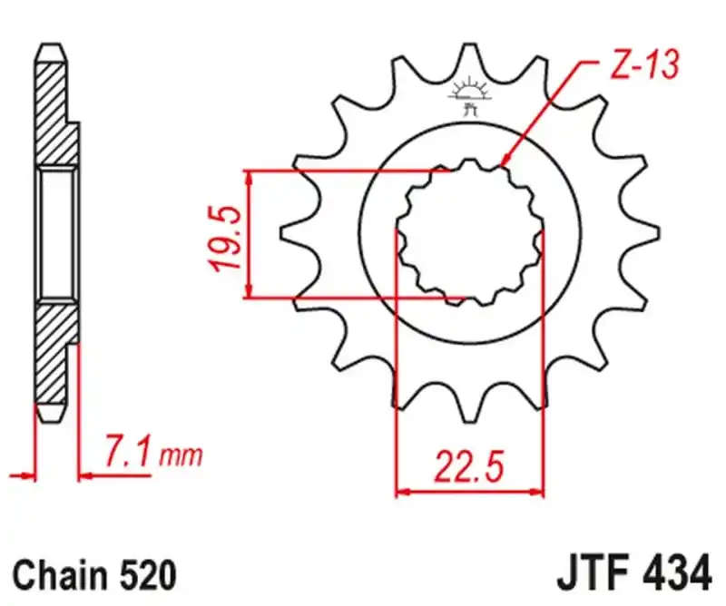 JT ZĘBATKA PRZEDNIA 434 13 SUZUKI DR 250 ‘82-‘87, GZ 250, GN 250 (ŁAŃC. 520) (43413JT) Tylko do końca tygodnia