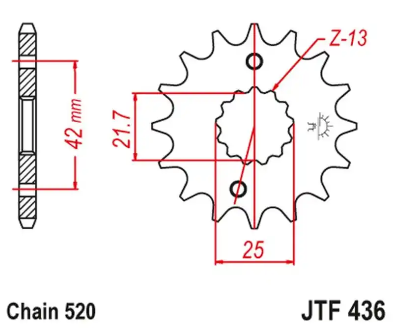 JT ZĘBATKA PRZEDNIA 438 14 SUZUKI GSX 400 F ‘81-‘86, RG 250 GAMMA ‘83-‘88 (43814JT) (ŁAŃC. 520) - MOŻE ZASTĄPIĆ JTF565.14 Okazja