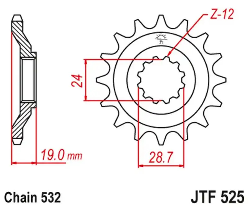 Zniżka JT ZĘBATKA PRZEDNIA 529 17 KAWASAKI ZX 10 B1-B3 TOMCAT ‘88-90‘ (52917JT) (ŁAŃC. 532)