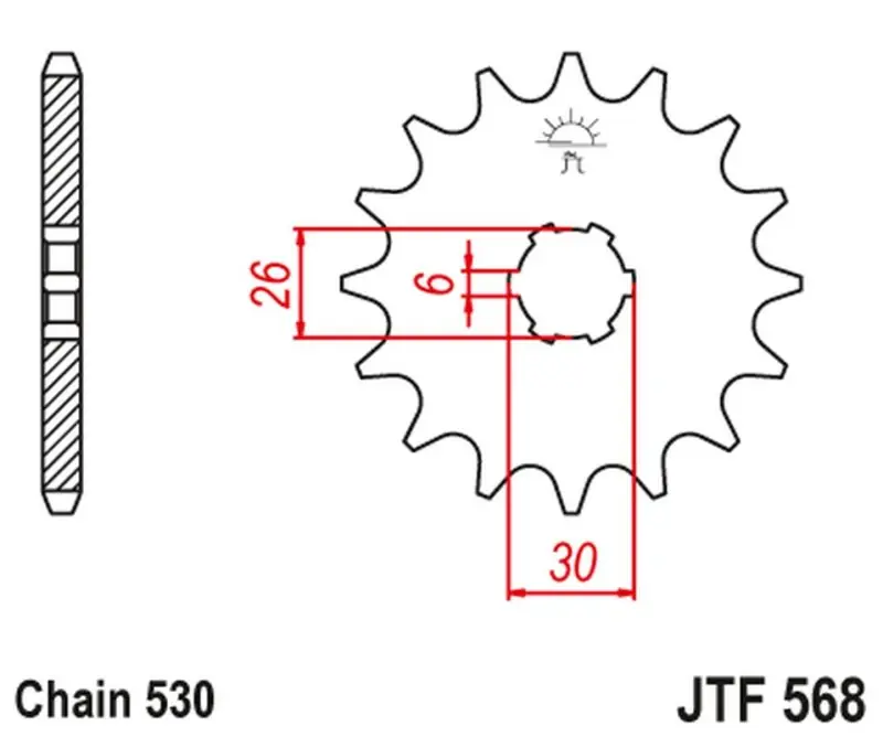 JT ZĘBATKA PRZEDNIA 568 16 YAMAHA XS 650 ‘75-‘81, XS650 SE ‘78-‘83 (56816JT) (ŁAŃC. 530) NA ZAMÓWIENIE Niska cena