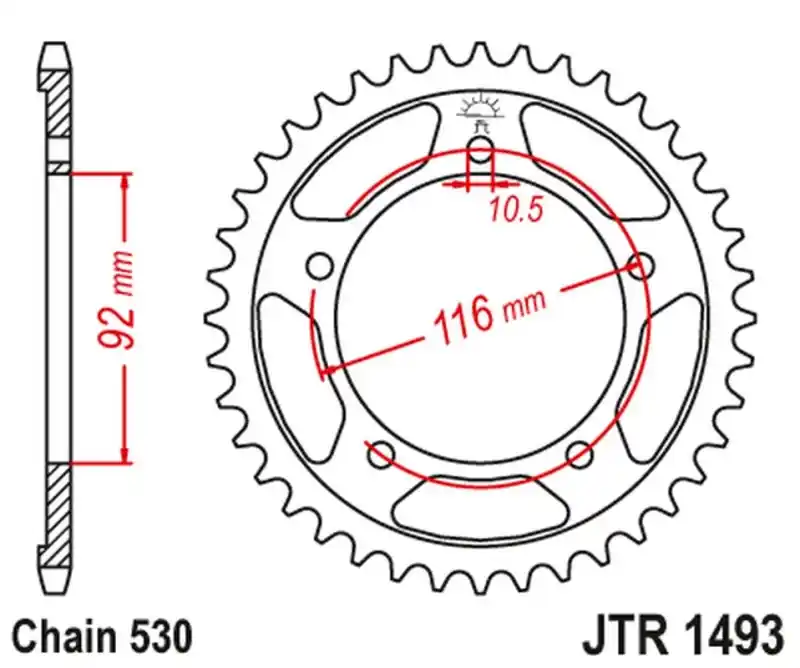 JT ZĘBATKA TYLNA 4542 42 KAWASAKI ZZR 1400 ‘06-‘18 (454242JT) (ŁAŃC. 530) (CZARNA) Obniżka ceny