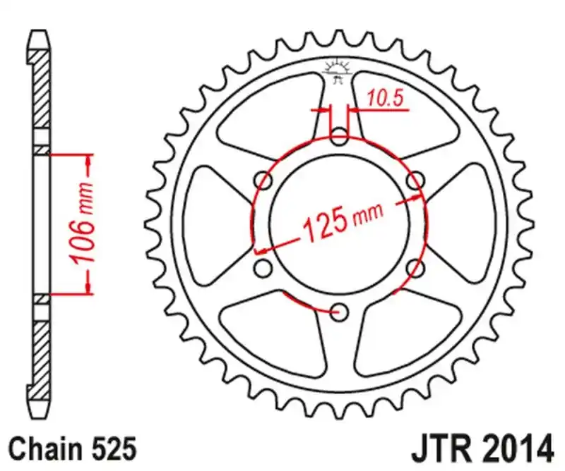 Szybka wysyłka JT ZĘBATKA TYLNA 4529 47 TRIUMPH 675 ‘06-‘17 (452947JT) (ŁAŃC. 525) CZARNA