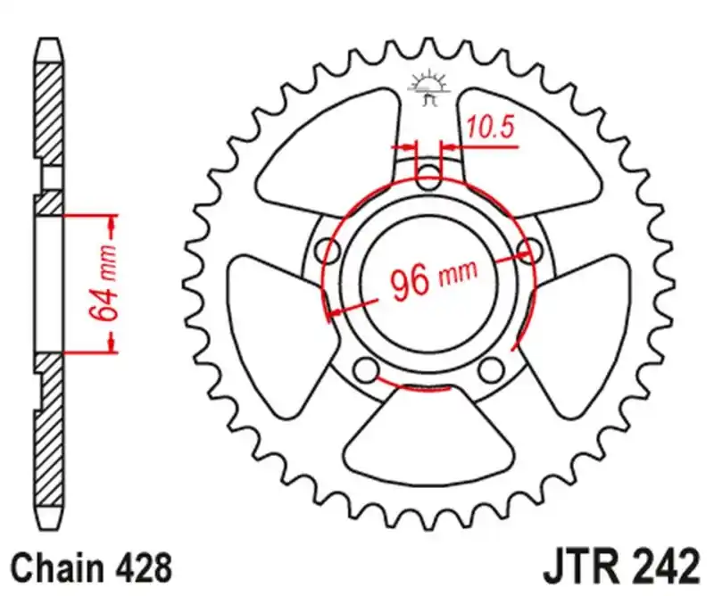 Super okazja JT ZĘBATKA TYLNA 242 50 HONDA XL 125 R ‘82-87‘ (24250JT) (ŁAŃC. 428)