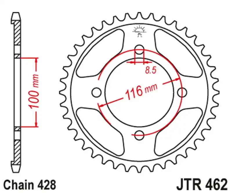 Nowość JT ZĘBATKA TYLNA JTR462 54 KAWASAKI KX 80 ‘86-99‘, KX 85 ‘01-20‘, KX 100 ‘86-21‘ (46254JT) (ŁAŃC.428) KONWERSJA