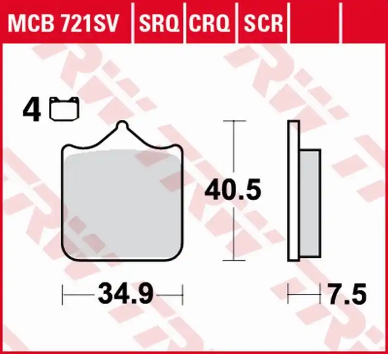 Hit cenowy TRW ZF KLOCKI HAMULCOWE KH604/4 SINTER ROAD/TRACK APRILIA RSV 1000 MILE/R ‘01-‘03, RSV 1000R ‘04-‘10, DUCATI 748/749/996/998/999 ‘01-‘07, KTM 690 SM/SMC ‘08-‘16, LC8 950/990 SUPERMOTO ‘05-‘13, TRIUMPH SPEED TRIPLE 1050 ‘08-‘15 PRZÓD