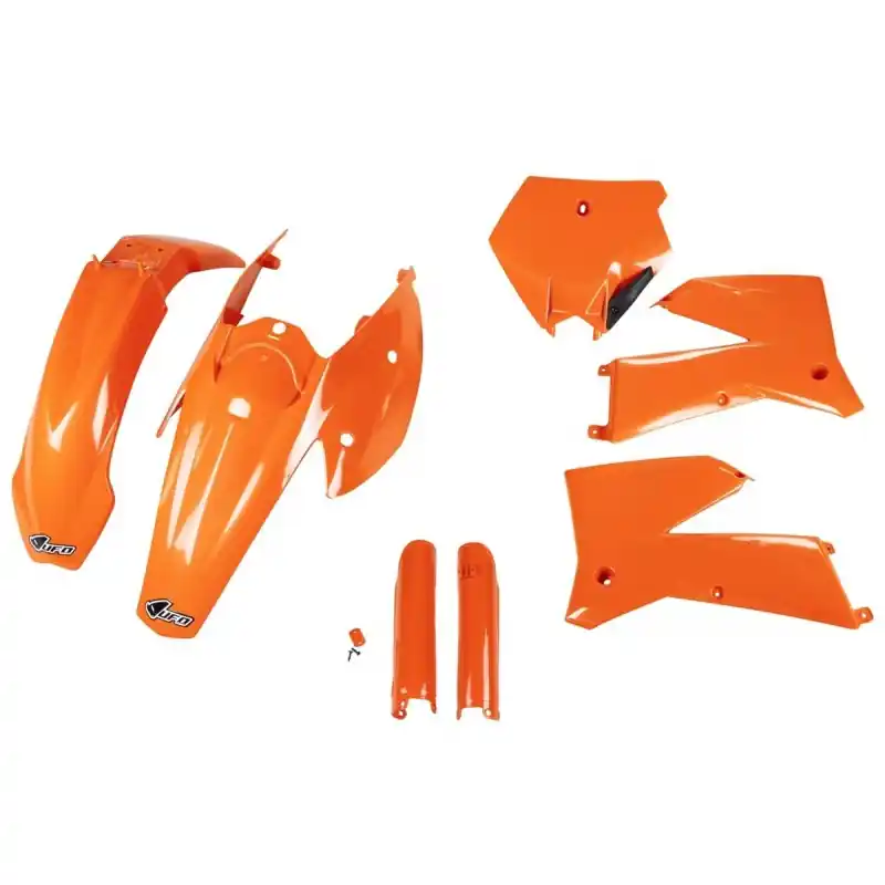 UFO KOMPLET PLASTIKÓW (FULL KIT) Z OSŁONAMI TELESKOPÓW (AMORTYZATORÓW) KTM SX / SXF ‘05- ‘06 KOLOR OEM (POMARAŃCZOWY) (KT503E99 Szybka dostawa