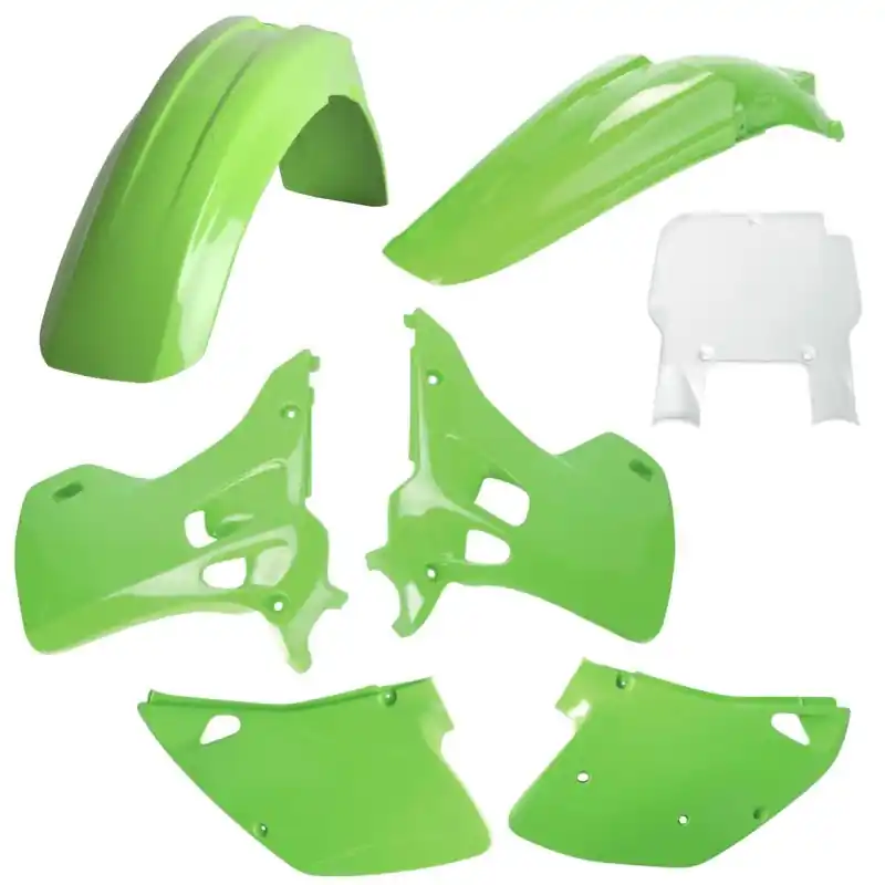 Oferta limitowana POLISPORT KOMPLET PLASTIKÓW (FULL KIT) KAWASAKI KX 125/250 ‘93 W ZESTAWIE TABLICA PRZEDNIA (8672800002) KOLOR ZIELONY OEM