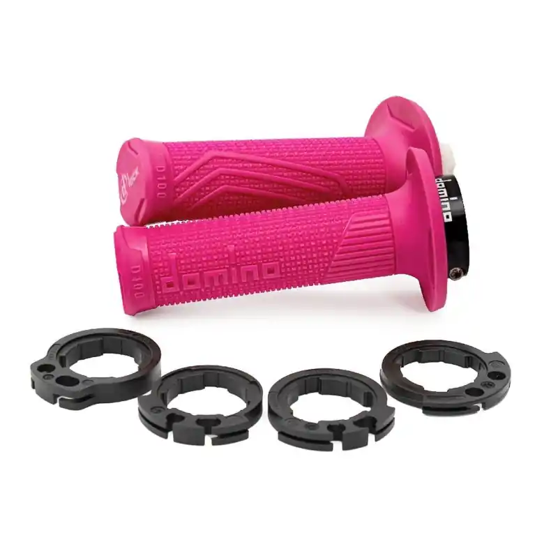 DOMINO MANETKI (GRIPY) OFF ROAD D-LOCK (Z ADAPTERAMI ROLGAZU - KTM, HUSQVARNA, GASGAS, HONDA, KAWASAKI, SUZUKI, YAMAHA) KOLOR RÓ Dodaj do koszyka