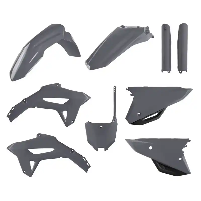 POLISPORT KOMPLET PLASTIKÓW (FULL KIT) HONDA CRF 250R ‘22-‘24; CRF 450R ‘21-‘24 W ZESTAWIE TABLICA PRZEDNIA (8670700004) I OSŁONY AMORTYZARORÓW (8351900005) KOLOR SZARY (NARDO GRAY) Wysoka jakość