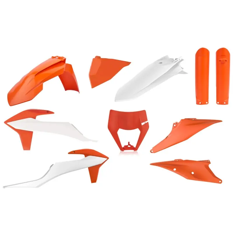 Łatwy zwrot POLISPORT KOMPLET PLASTIKÓW (FULL KIT) KTM EXC/EXC-F TPI ‘20-‘23 W ZESTAWIE OSŁONA LAMPY (8668600002) I OSŁONY AMORTYZATORÓW (8398600005) KOLOR POMARAŃCZOWO BIAŁY