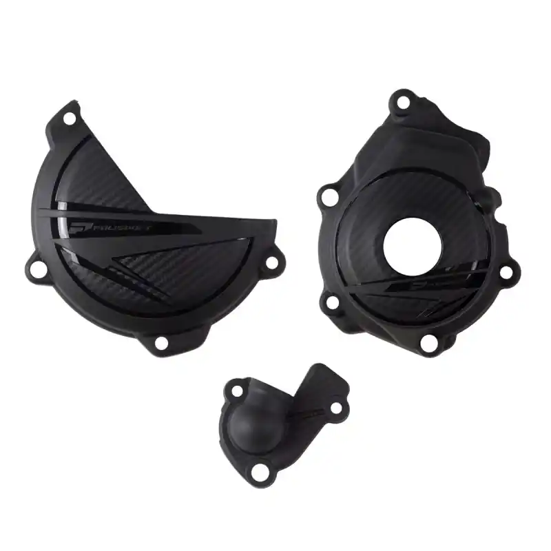 Nowość POLISPORT ZESTAW OSŁONA POKRYWY (DEKLA) ALTERNATORA ORAZ OSŁONA POKRYWY SPRZĘGŁA I OSŁONY POMPY WODY KTM SX-F 250/350 ‘23-‘25; XC-F 250/350 ‘23-‘25; HUSQVARNA FC 250/350 ‘23-‘25; FX 350 ‘23-‘25 KOLOR CZARNY