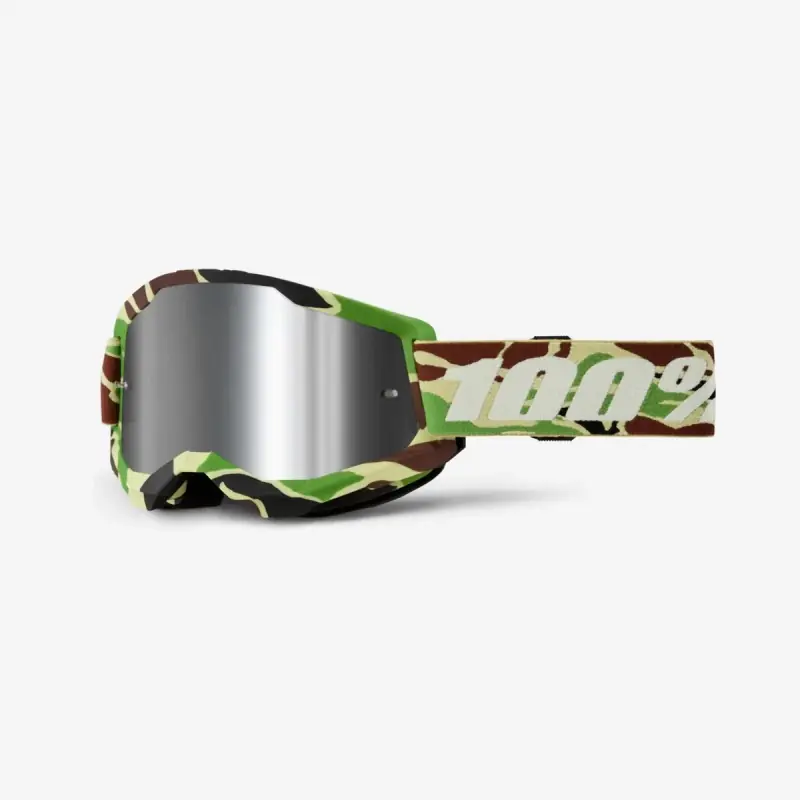 100 PROCENT GOGLE STRATA 2 WAR CAMO - MIRROR SILVER LENS - KOLOR CAMOUFLAGE SZYBKA SREBRNE LUSTRO Wysoka jakość