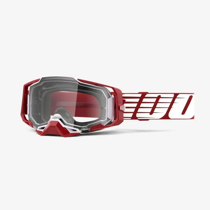 100 PROCENT GOGLE ARMEGA OVERSIZED DEEP RED - CLEAR LENS - KOLOR CZERWONY/BIAŁY/SZARY SZYBKA PRZEŹROCZYSTA Nie przegap