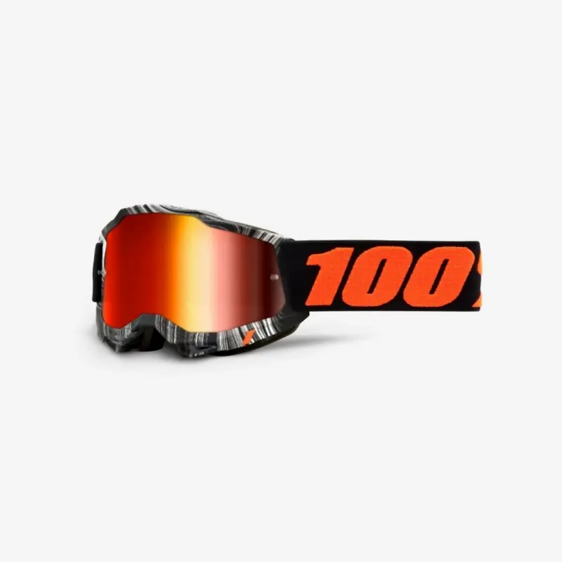 100 PROCENT GOGLE ACCURI 2 YOUTH JUNIOR GEOSPACE - MIRROR RED LENS - KOLOR CZARNY/BIAŁY/POMARAŃCZOWY SZYBKA CZERWONE LUSTRO Obniżka ceny