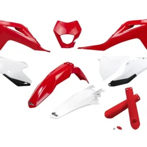 Dostępne od ręki UFO KOMPLET PLASTIKÓW (FULL KIT) Z OSŁONAMI TELESKOPÓW (AMORTYZATORÓW) GAS GAS EC / EC-F 250 / 300 / 350 ‘21-‘23 KOLOR OEM CZERWONY BIAŁY