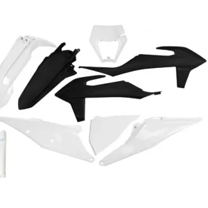 Dodaj do koszyka UFO KOMPLET PLASTIKÓW (FULL KIT) Z OSŁONAMI TELESKOPÓW (AMORTYZATORÓW) KTM EXC 125 ‘20-‘21, EXC 250 / 300 TPI ‘20-‘23, EXC-F 250 / 350 / 450 / 500 ‘20-‘23 KOLOR OEM BIAŁY CZARNY