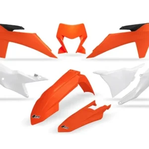 Do wyczerpania zapasów UFO KOMPLET PLASTIKÓW KTM EXC 150 / 250 / 300 TBI ‘24-‘25, EXC-F 250 / 350 / 450 / 500 ‘24-‘25 KOLOR OEM POMARAŃCZOWY BIAŁY