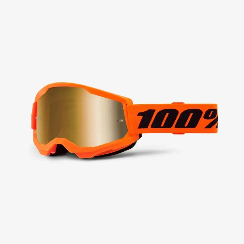 100 PROCENT GOGLE STRATA 2 NEON ORANGE - MIRROR GOLD LENS - KOLOR POMARAŃCZOWY/CZARNY SZYBKA ZŁOTE LUSTRO Tylko do końca tygodnia