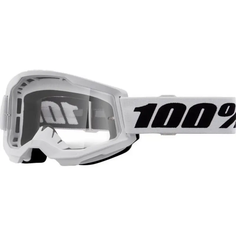 100 PROCENT GOGLE STRATA 2 YOUTH JUNIOR WHITE - CLEAR LENS - KOLOR BIAŁY/CZARNY SZYBKA PRZEŹROCZYSTA Wyprzedaż