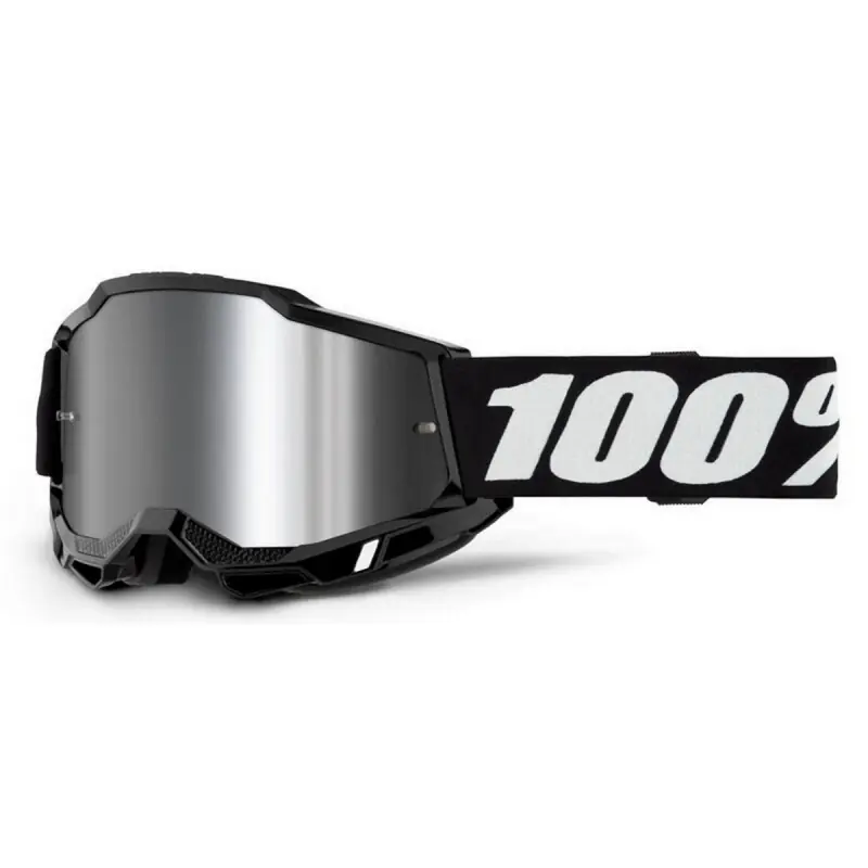 100 PROCENT GOGLE ACCURI 2 SESSION - MIRROR SILVER LENS - KOLOR CZARNY/BIAŁY SZYBKA CIEMNE LUSTRO Do wyczerpania zapasów