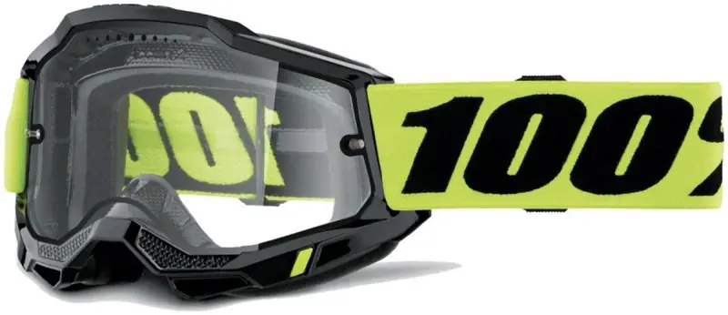 100 PROCENT GOGLE ACCURI 2 ENDURO MOTO BLACK - DUAL CLEAR LENS - KOLOR CZARNY/ŻÓŁTY FLUO SZYBKA PODWÓJNA PRZEŻROCZYSTA Oferta
