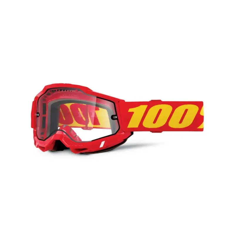100 PROCENT GOGLE ACCURI 2 MOTO RED - DUAL CLEAR PANE - KOLOR CZERWONY/ŻÓŁTY SZYBKA PODWÓJNA PRZEŹROCZYSTA Rabat